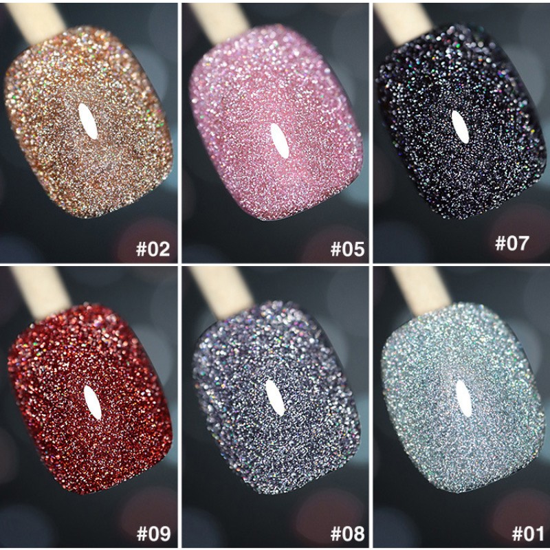 10ml Colorful Diamond Nail Gel Polish Holographic Auroras Glitter Soak Off UV Semi Permanent Varnish Gel Nail Art Gel TSLM1