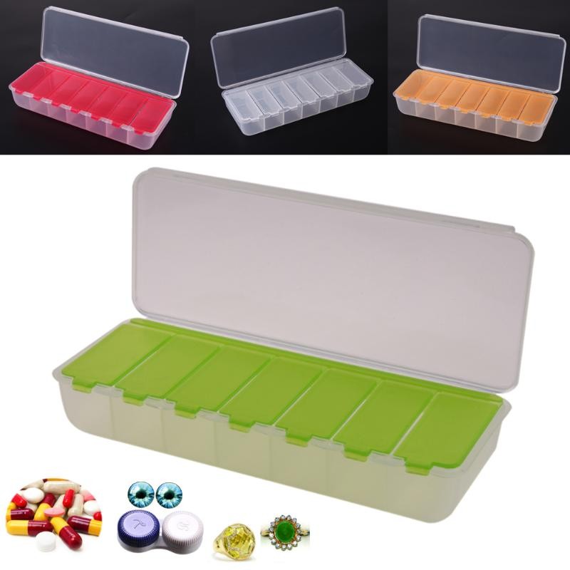 Big Travel Pill Box 5 Colors Portable 7-Day Medicine Box Tablet Storage Bag Colorful Pill Cutter