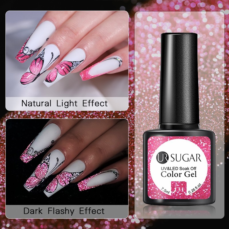 UR SUGAR 7.5ml Glitter Reflective Gel Nail Polish Manicure Nail Art Semi Permanent UV LED Nail Polish Lamp