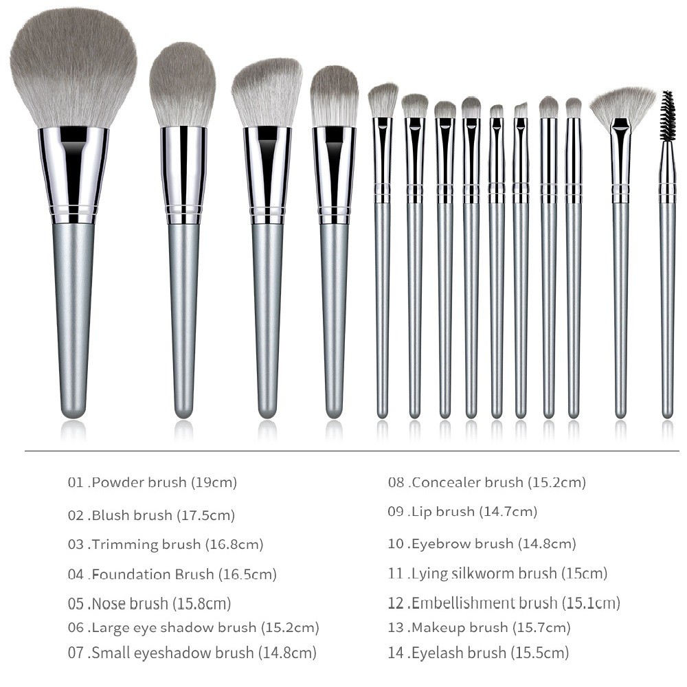 Luxury 14 Pieces Makeup Brushes Set Professional Cruelty Free Makeup Brushes Wooden Handle