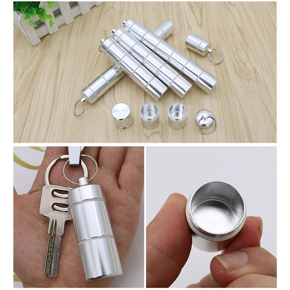 Pill Box 7 Grids 7 Days Weekly Medicine Pack Aluminum Alloy Medicine Tablet Splitter Dispenser Cotton Swab Regulator Waterproof