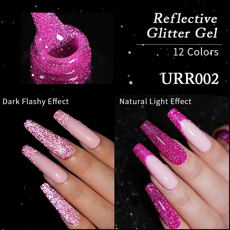 UR SUGAR Glitter Reflective Gel Nail Polish Shiny Rose Red Twilight UV LED Gel Varnish Soak Off Nail Gel Nails for Manicure