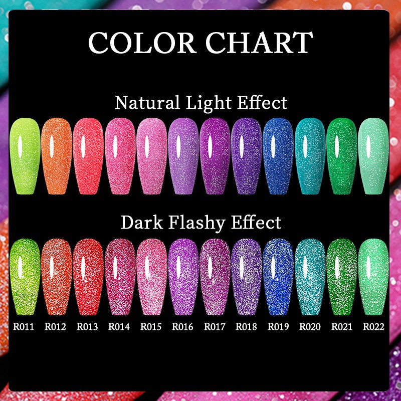 UR SUGAR Neon Reflective Glitter Gel Nail Polish Fluorescence Orange Blue Green Semi Permanent Soak Off UV LED Nail Gel Art