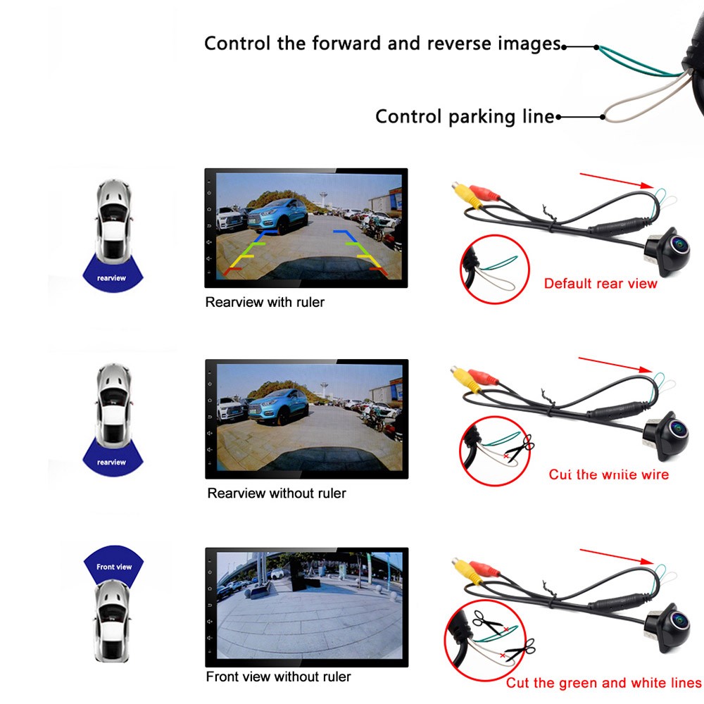 Smartour 1080P 180 Degree CCD Car Rear View Camera Auto Parking Monitor HD Night Vision Waterproof Universal Car Front Camera