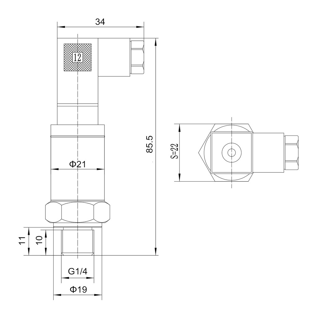 Water Oil Fuel Gas Air Pressure Transmitter G1/4 12-36V 4-20mA 0-600bar Optional Stainless Steel Pressure Transducer Sensor