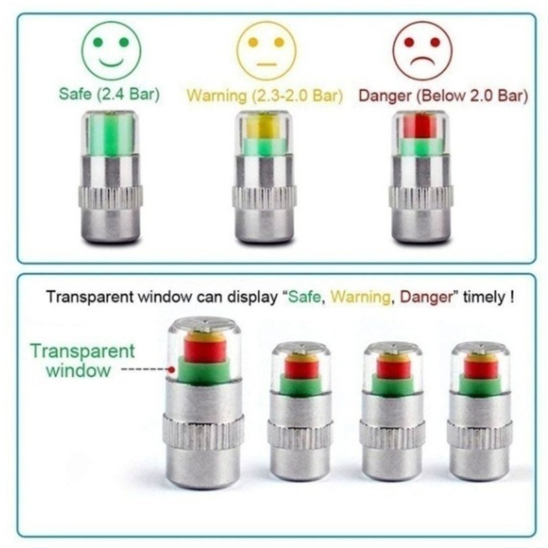 Wireless Car Tire Pressure Cap Valve Nozzle Tire Pressure Gauge Monitor External Tire Cap Vacuum Pressure Detection Warning Cover