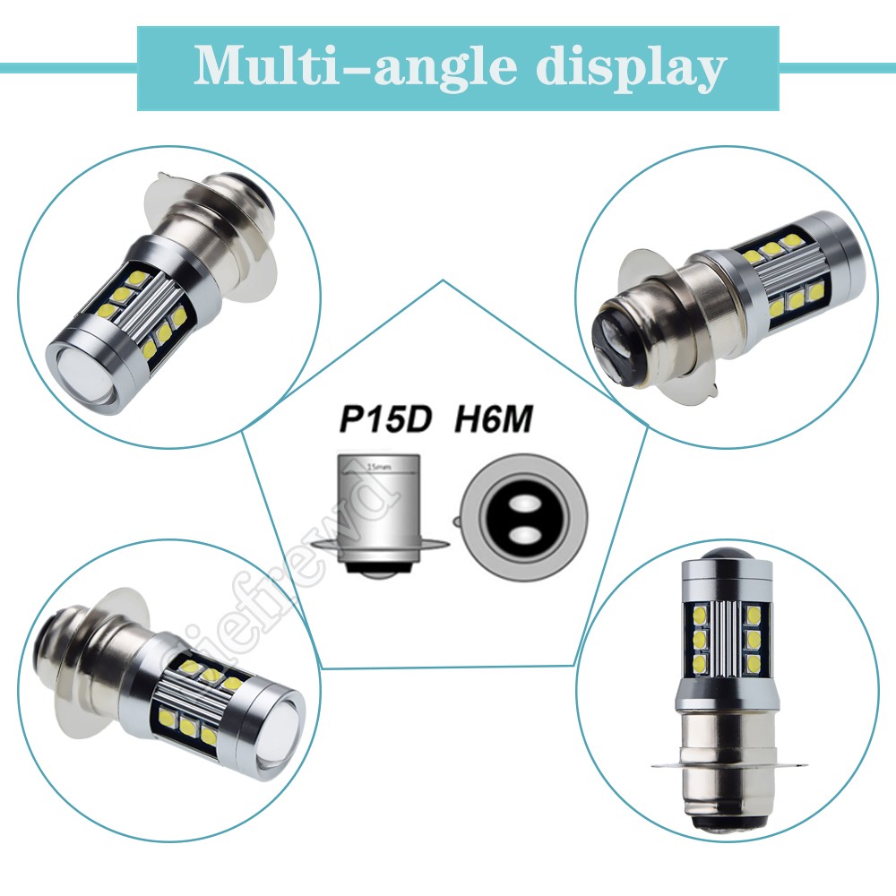 2pcs H6M P15D-25-1 PX15D T19 Led Headlight Bulb Double Beam Motorcycle Headlamp Scooter Speed ​​Bike 6V 12V 1000Lm 6000K