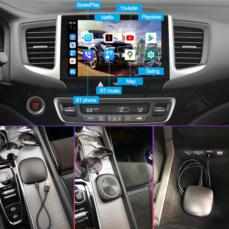 Carplay Ai Wireless Box Carplay Netflix Android Box Car Multimedia Player UX999Pro 4+64G Navigation Audio For Volkswagen Toyota