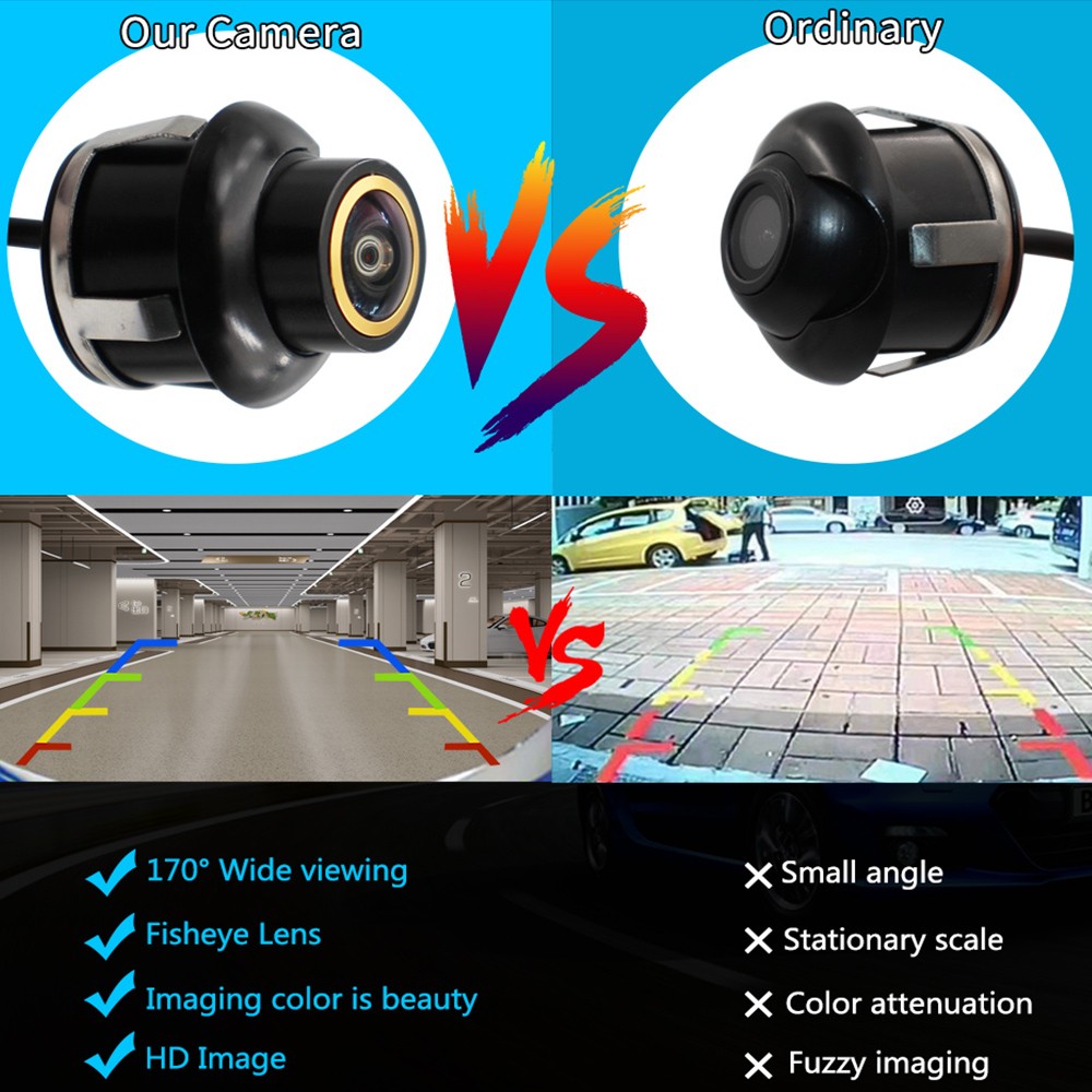 Smartour CCD AHD Car Camera 360 Degree Fisheye Lens Starry Night Vision HD Vehicle 22.5mm Punch Front Side Rear View Camera