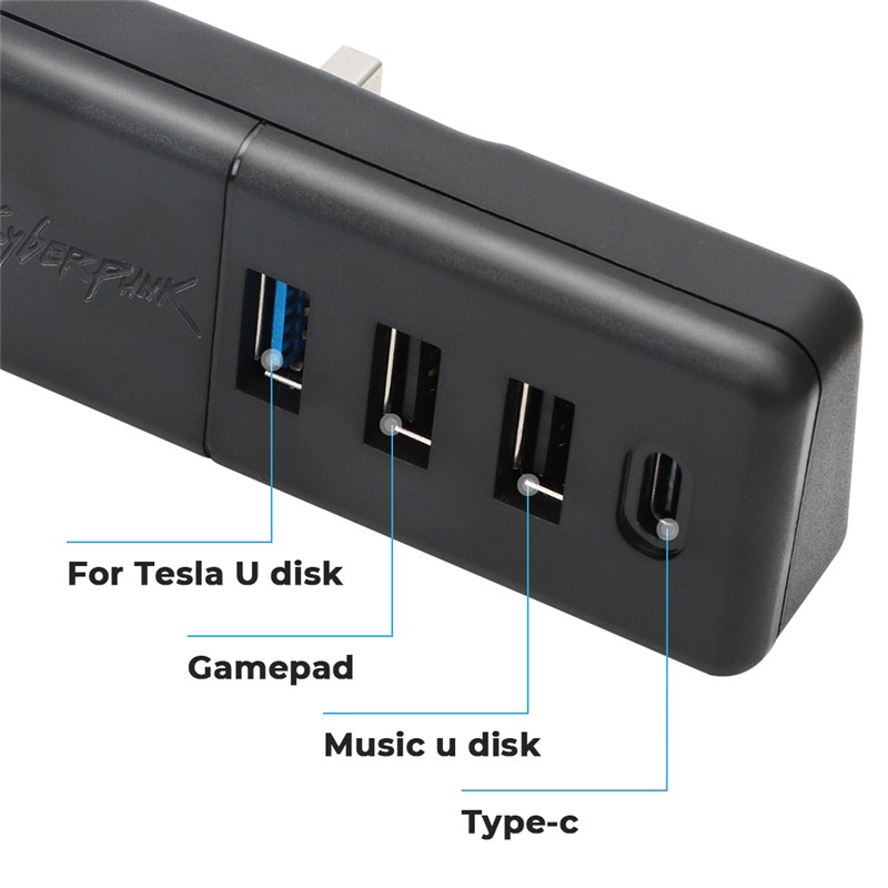 For Tesla Model 3 Y 2021 2022 Glovebox USB Expansion Hub Ports Splitter HUB Docking Station 4 In 1 Co-pilot USB Spiliter ModelY