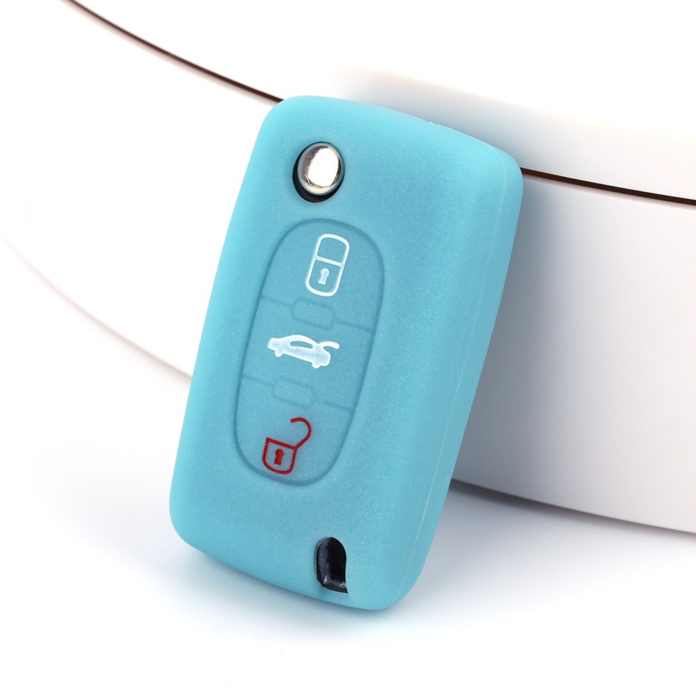 3 Buttons Silicone Car Key Case Peugeot 207 307 308 407 408 For Citroen C3 C4 C4L C5 C6 Protector Cover