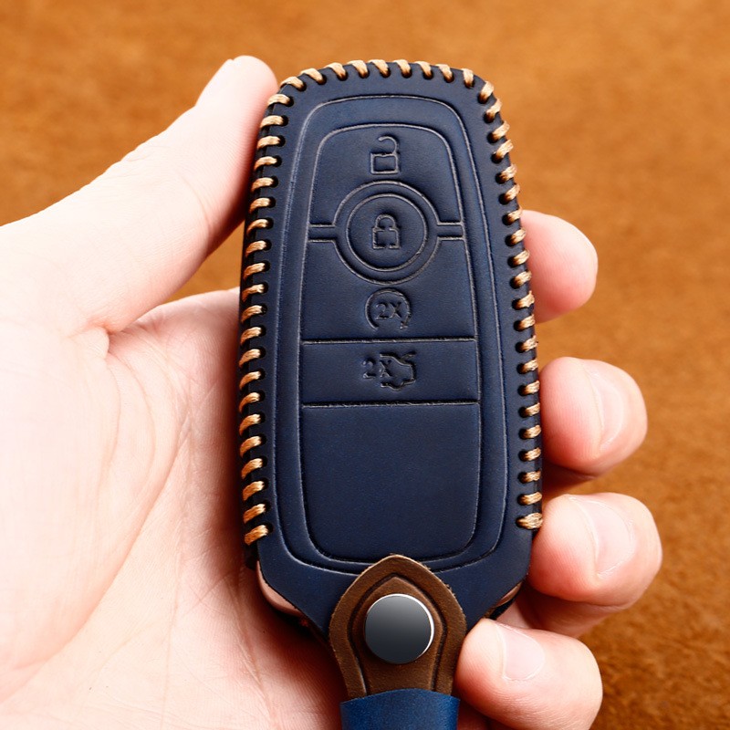 Genuine Leather Handmade Car Key Cover Cover For Ford Focus Fiesta Mondeo Kuga Escape Fusion Mustang Explorer Edge Ecosport