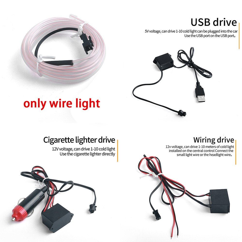 USB LED Strip Car Interior Atmosphere Light Neon EL Decoration Light Strip for Car Dashboard Ambient Lamp Wire Room Night Lamp