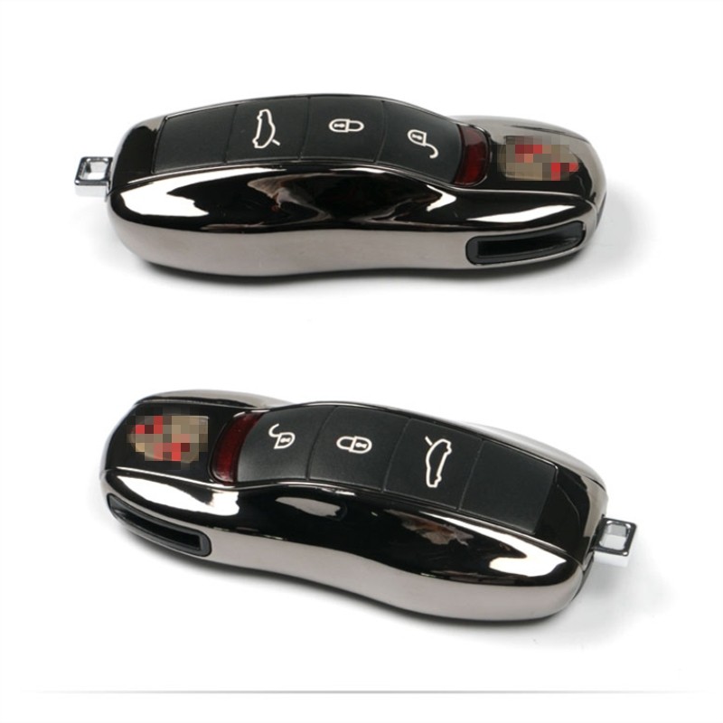 3pcs Black Jet Fob Remote Key Case Key Cover Modified Key Shell Replacement Refit Porsche Boxster Cayman 911 Panamera Cayenne Macan