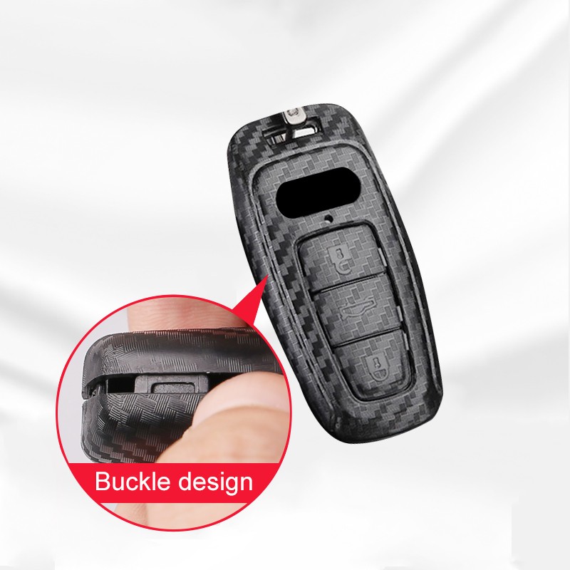 ABS Carbon Fiber Car Key Case Cover For Audi A3 A4 B9 A6 C8 A7 S7 4K A8 D5 S8 Q7 Q8 SQ8 E-tron 2018 2019 2020 2021 Accessories