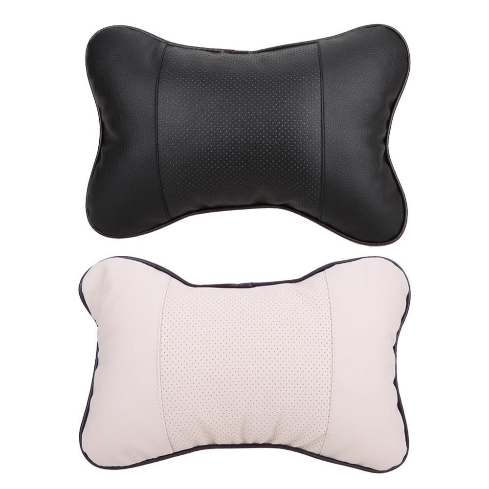 1pc Car Leather Headrest Neck Pillow Super Soft Memory Foam Seat Support Cover Head Neck Pillow Cushion Hole Drilled Car Headrest