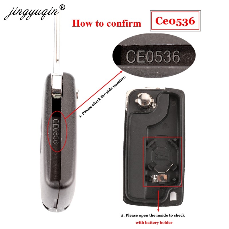 jingyuqin - Car Remote Key Case, Adjustable, For Peugeot 2/3, 307, 408, Citroen C2, C3, C4, C5, HU83/VA2, CE0536 Blade, 308 BTN