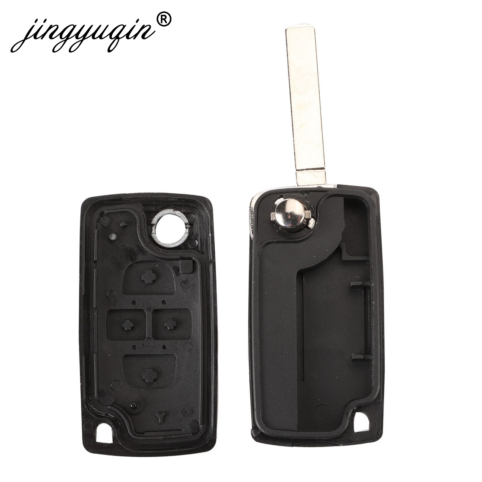 jingyuqin 4 Buttons Flip Folding Remote Key Fob Case Shell Fob For Peugeot 1007 Citroen C8 Uncut VA2 Hu82 Blade CE0523 Replacement