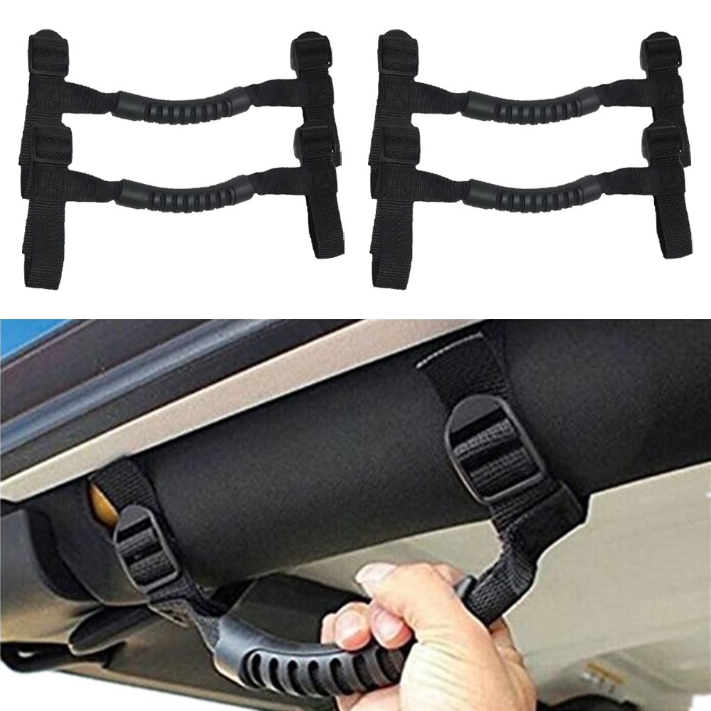 4pcs Adjustable Strap Easy to Install Driving Roll Bar Knob Stable Car Interior Auxiliary Replacement Parts For Jeep BJ40