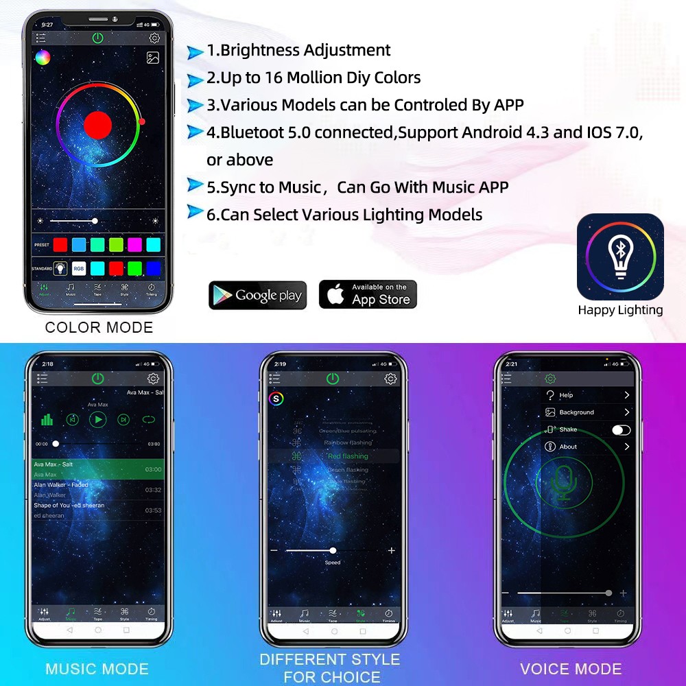 RGB LED روك أضواء بلوتوث متوافق APP التحكم الموسيقى مزامنة هيكل السيارة ضوء Undergolw مقاوم للماء ضوء النيون للسيارة