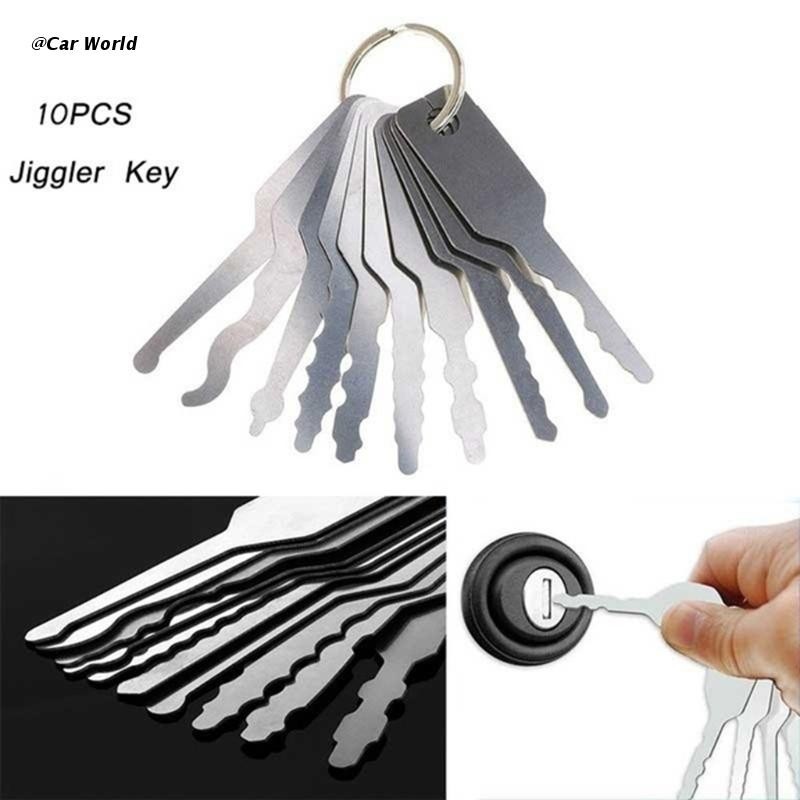 6XDB 10pcs/set Double Sided Stainless Steel Jiggler Keys Commonly Used Locksmith Tools Universal Auto Tools