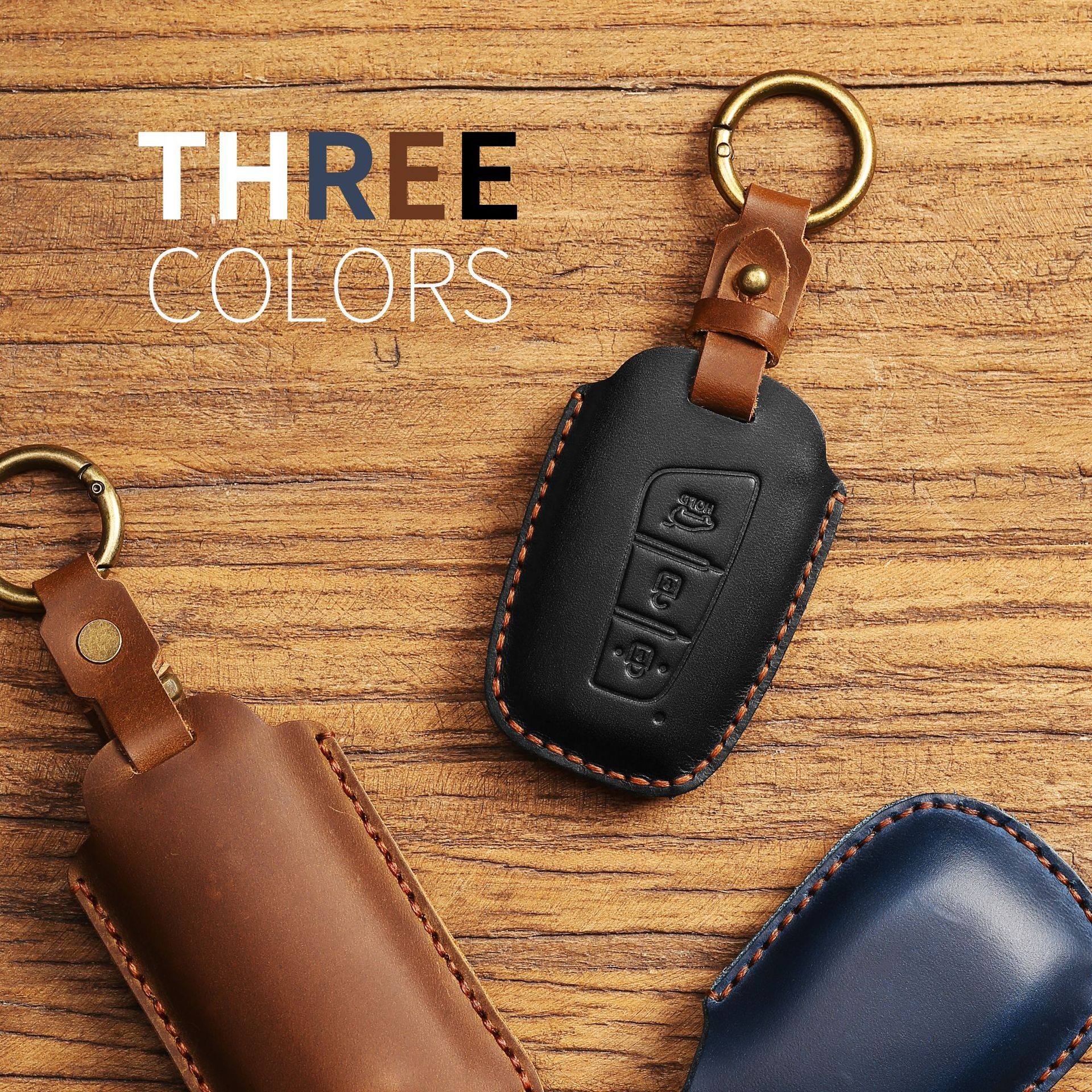 Luxury Leather Key Case Fob Cover Keychain Holder For Hyundai IX35 IX45 Elantra Santafe Equus Genesis Accessories Keyring Bag