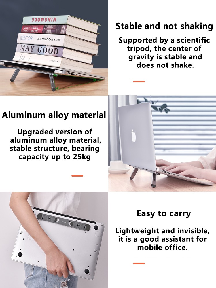 Metal Laptop Stand for 11-17 inch MacBook Pro Air Laptop Mini Foldable Adjustable Stand Cooling Pad Laptop Accessories