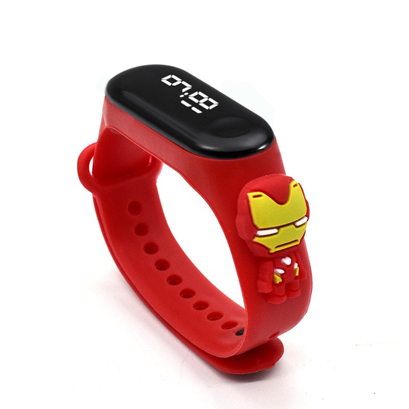 Marvel Children's Digital Watch Spiderman Iron Man Mickey Minnie LED Casual Sports Watch Silicone Kids Watch Bracelet Watch