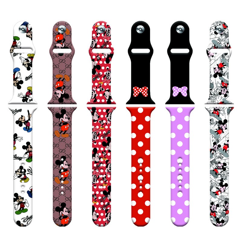 Disney Mickey Minnie Silicone Strap For Apple Watch Band 44mm 45mm 42mm 40mm 38mm 41mm iWatch Bracelet Apple watch 6 5 3 SE 7