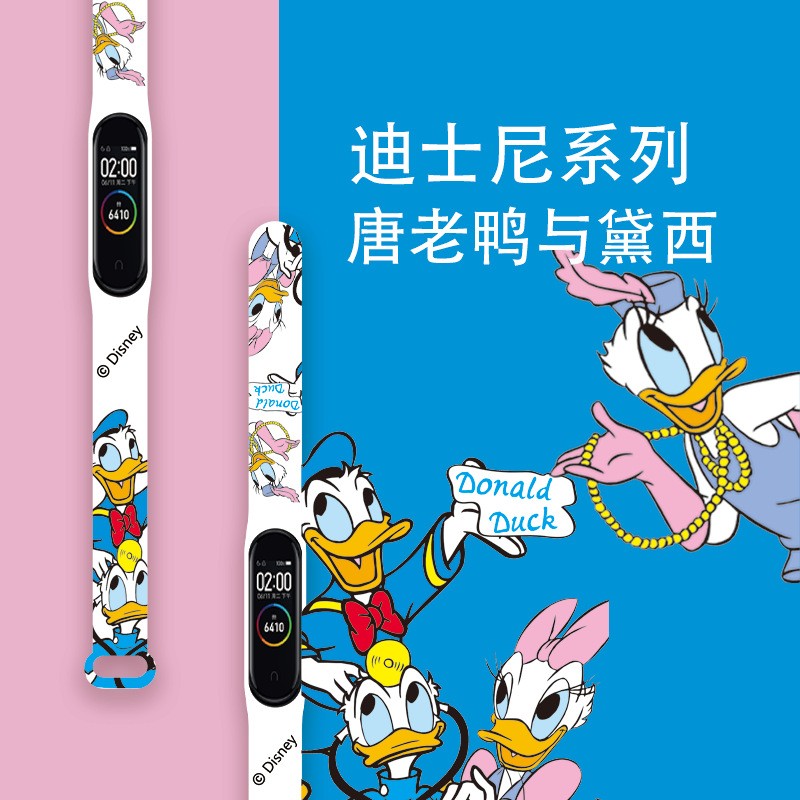 Strap For Xiaomi Mi Band 4 3 5 6 Watch Band Mickey Minnie Graffiti Silicone Bracelet Replacement For Xiaomi Band 4 5 Wristband