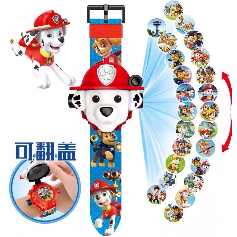 Cartoon Paw Patrol Projection Digital Watch Kids Time Intelligence Develop Learning Anime Figure Patrola Canina Children's Toy Gift