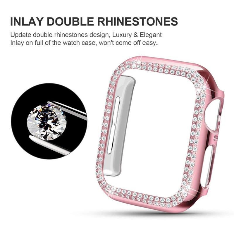 diamond case + strap for apple watch band 45mm 41mm 44mm 40mm 42mm 38mm stainless steel bracelet korea cover iwatch 5 4 3 SE 6 7