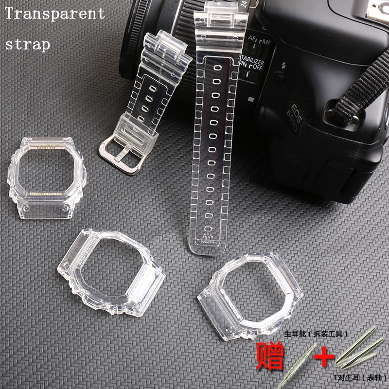 Watch Accessories Resin Strap 16mm For Casio G-SHOCK DW5600 5700 GW5035 5000 Transparent Silicone Men's And Women's Sports Band