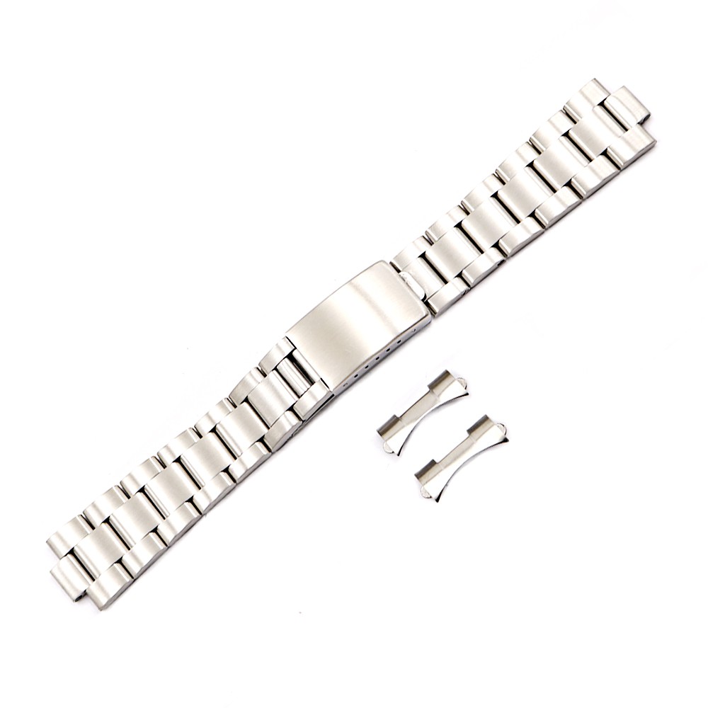 CARLYWET 19 20mm 316L Stainless Steel Two Tone Gold Silver Watch Band Bracelet Hollow Curved End for Vintage Oyster