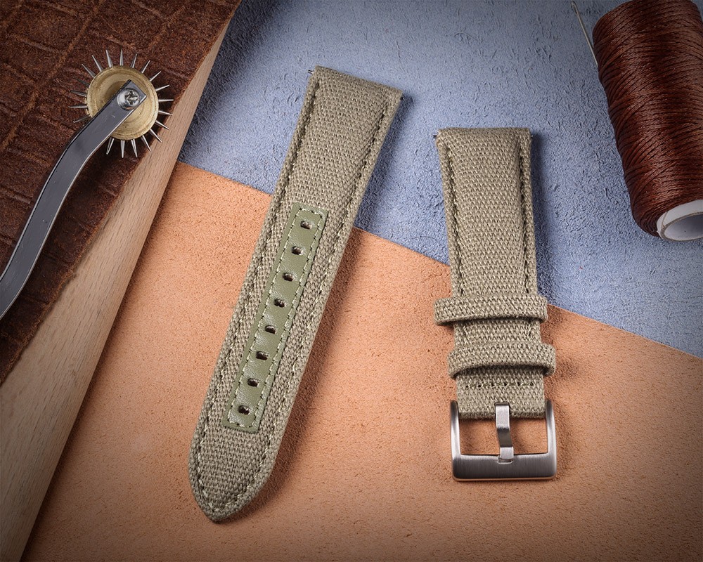 Hemsut - Canvas watch straps, nylon watch straps, green quality, quick release, steel buckle 18mm 20mm 22mm 24mm