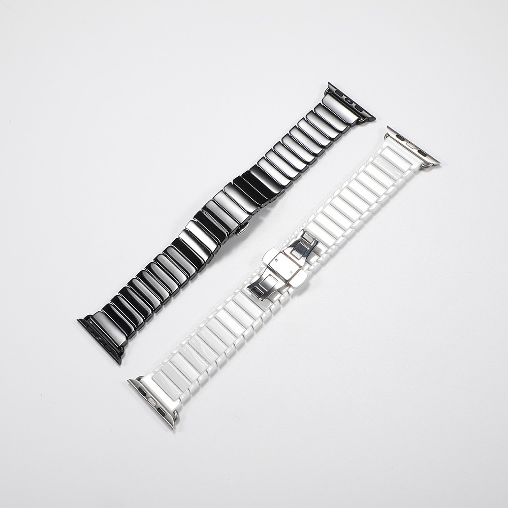 Square+Ceramic Strap for Apple Watch Band 44mm 40mm 42/38mm Butterfly Buckle Watchband Link Bracelet iwatch serie 5 4 3 Se 6 7 45mm