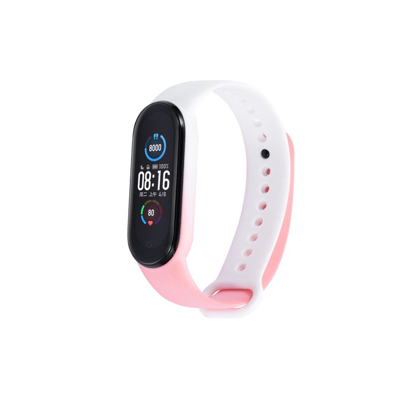 For Mi Band Silicone Strap 3 4 5 6 Macaron Two Tone Stitching Strap Breathable Strap Buckle Smart Watch Replacement Wristband