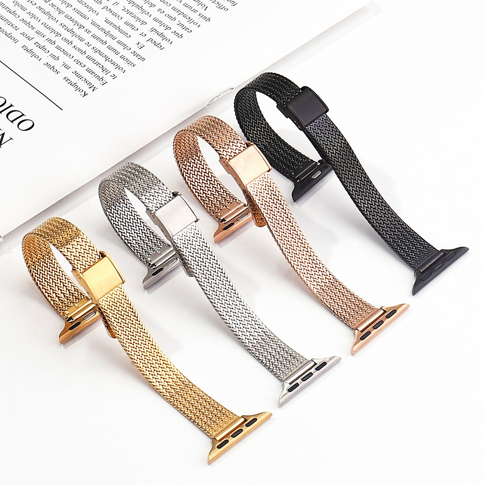 Small Waist Milanese Metal Strap for Apple Watch Band + Case 38mm 40mm 42mm 44mm Band Strap for iwatch Bracelet Series SE 76543