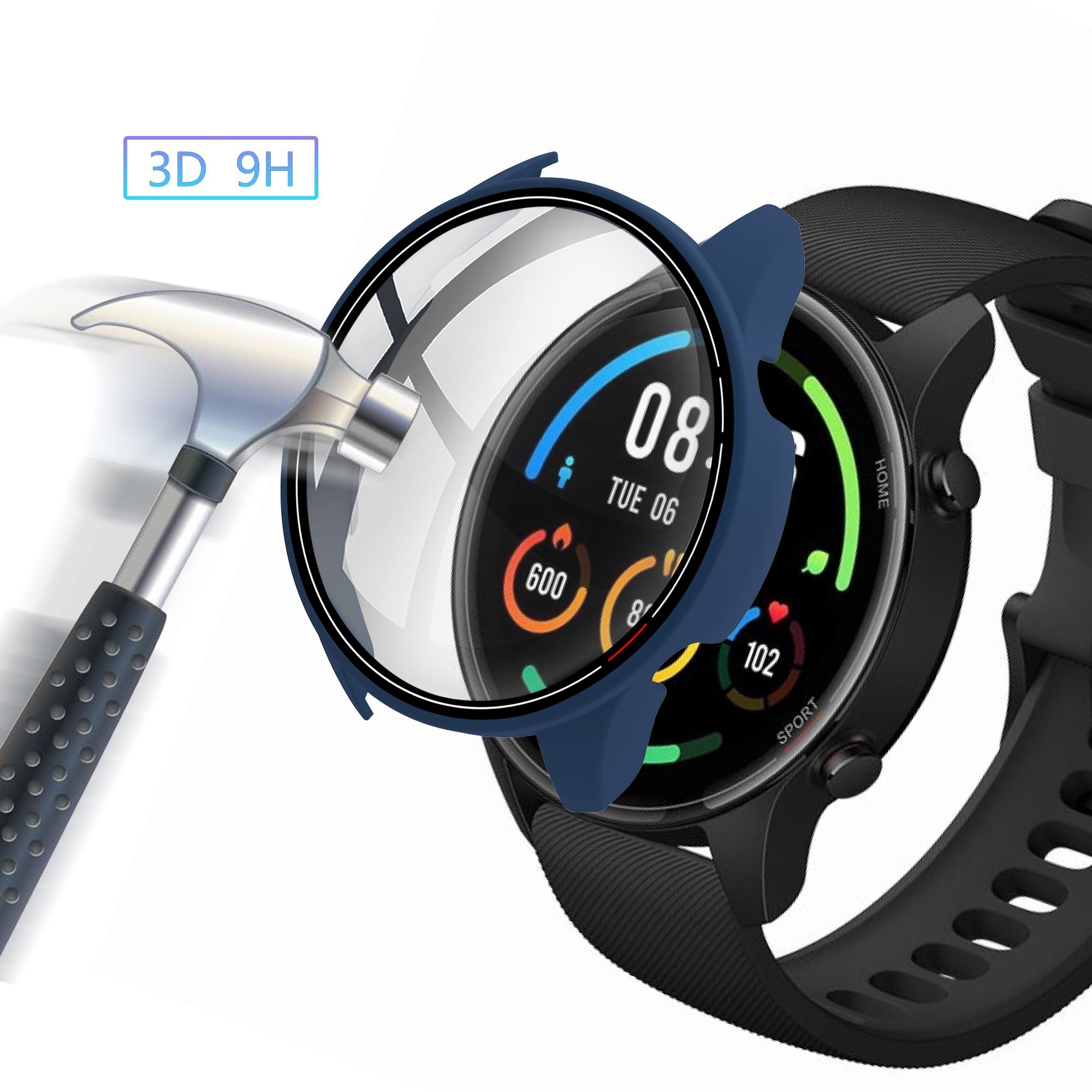 Computer With Glass Case For Mi Watch Color Tempered Glass Full Cover Protective Shell Bomber Sreeen Case For Xiaomi Mi Watch Color