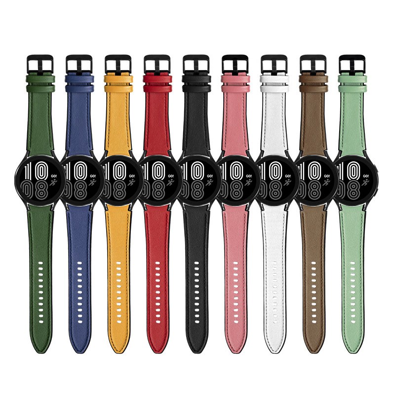 20mm Watch Strap For Samsung Galaxy Watch 4 44mm 40mm Pressure Line Leather Wrist Band Bracelet Galaxy Watch 4 Classic 46mm 42mm