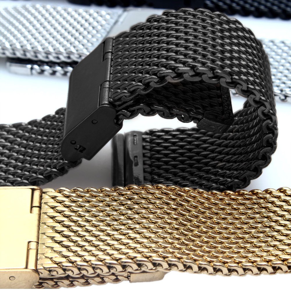 18mm 20mm 22mm 24mm Quick Release Global Milanese Watchband Watch Band Mesh Stainless Steel Strap Wrist Strap Bracelet Black