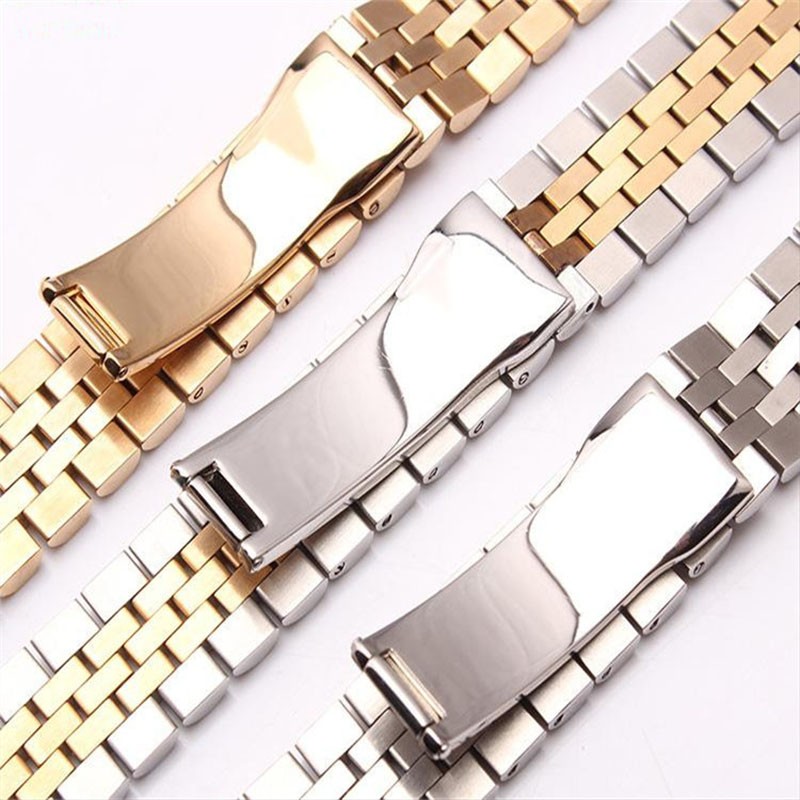 Watch Accessories Steel Strap Male 13mm17mm20mm Sports For Rolex Luxury Series Five Beads Full Solid Strap Women Watch Band