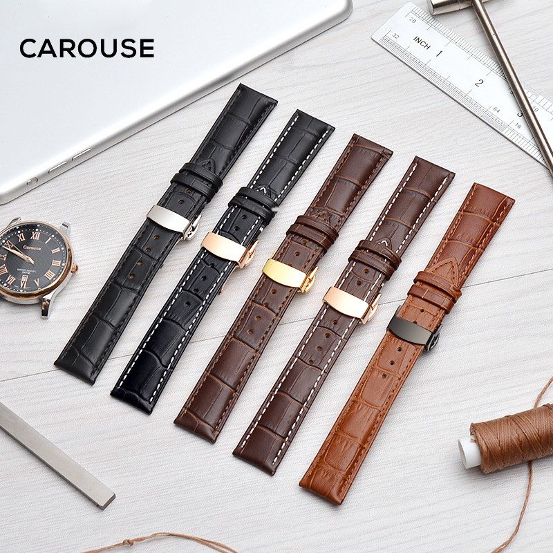 guzzle watchband 18mm 19mm 20mm 21mm 22mm 24mm calf leather strap butterfly buckle strap bracelet accessories wristbands