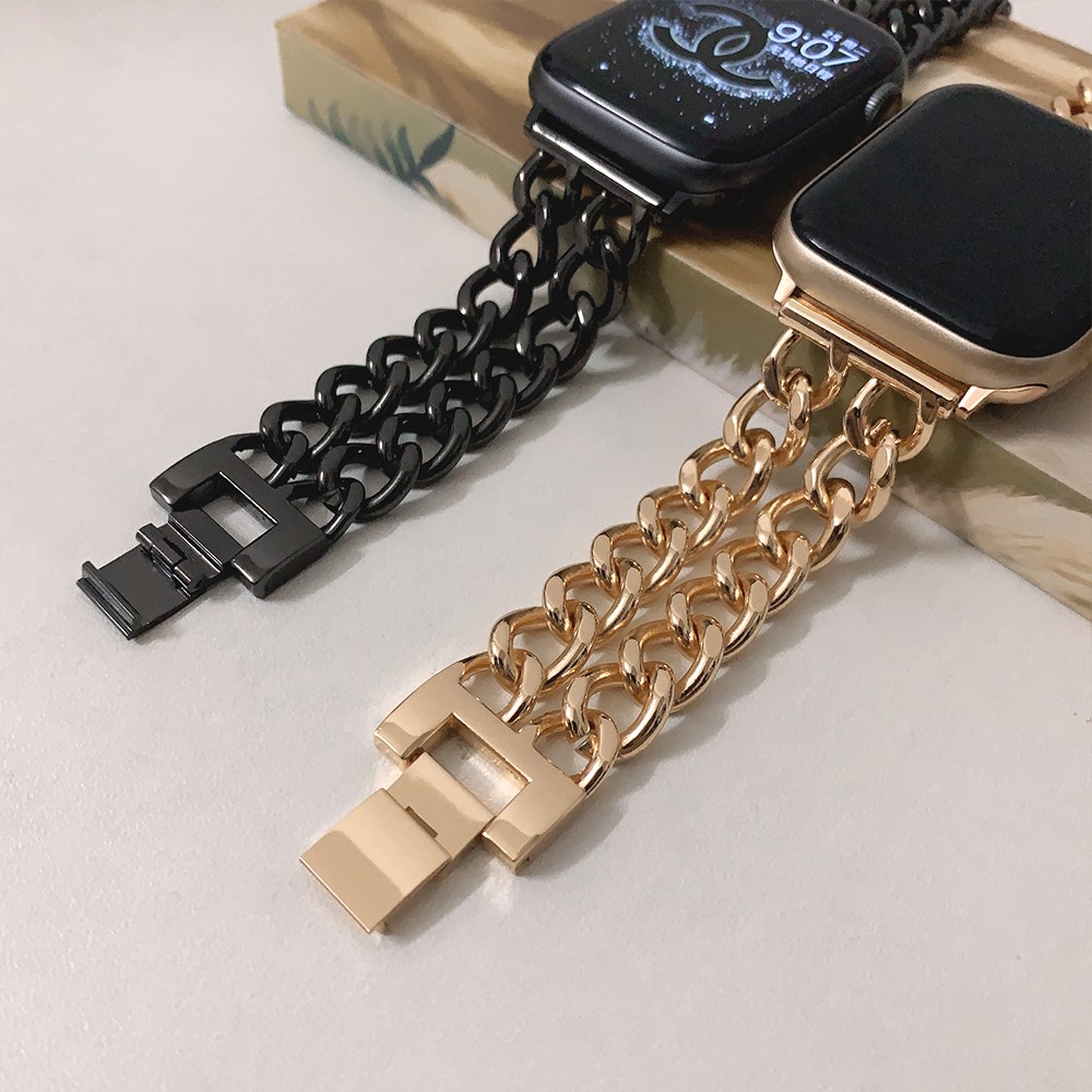 Lady Stainless Steel Watchband for Apple Watch 6SE7 40/44mm Metal Chain Watch Band for iWatch 5 4 3 2 1 38mm 42mm 41mm 45mm