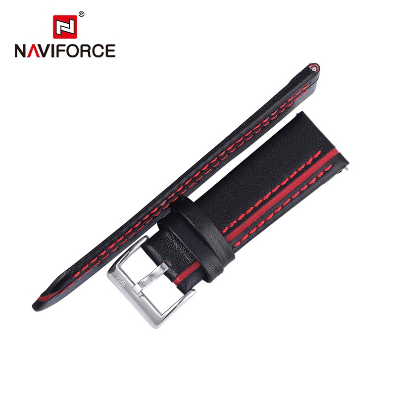 NAVIFORCE Genuine Leather Luxury Watches High Quality Men's 24mm Watch Wrist Strap Brown Black Red Blue Strap Casual Bracelet