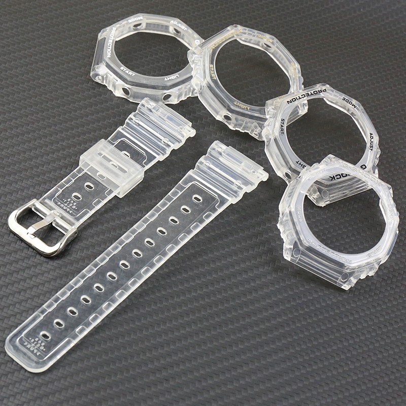 16mm Resin Watch Accessory Strap Case Suitable for Casio G-SHOCK GA2100 2110 Men Women Sports Waterproof Transparent Strap