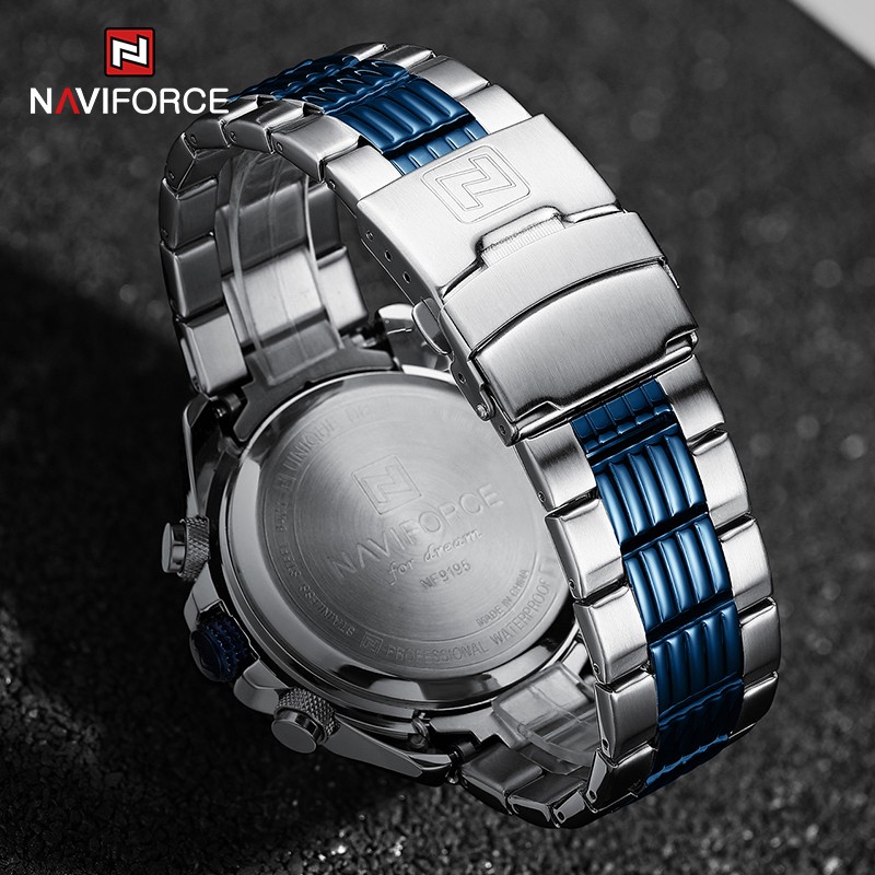 Luxury Brand NAVIFORCE Digital Men Sports Watch Steel Band Waterproof Chronograph Luminous Alarm Clock Quartz Male Wristwatch