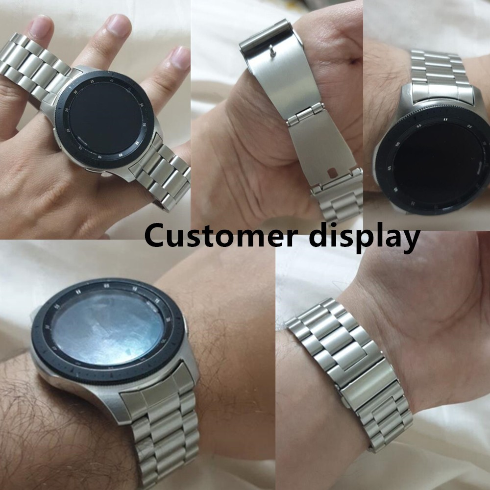 HQ Stainless Steel Watchband For Samsung Galaxy Watch S3 46mm SM-R800 Sport Band Curved End Wrist Strap Bracelet Silver Black