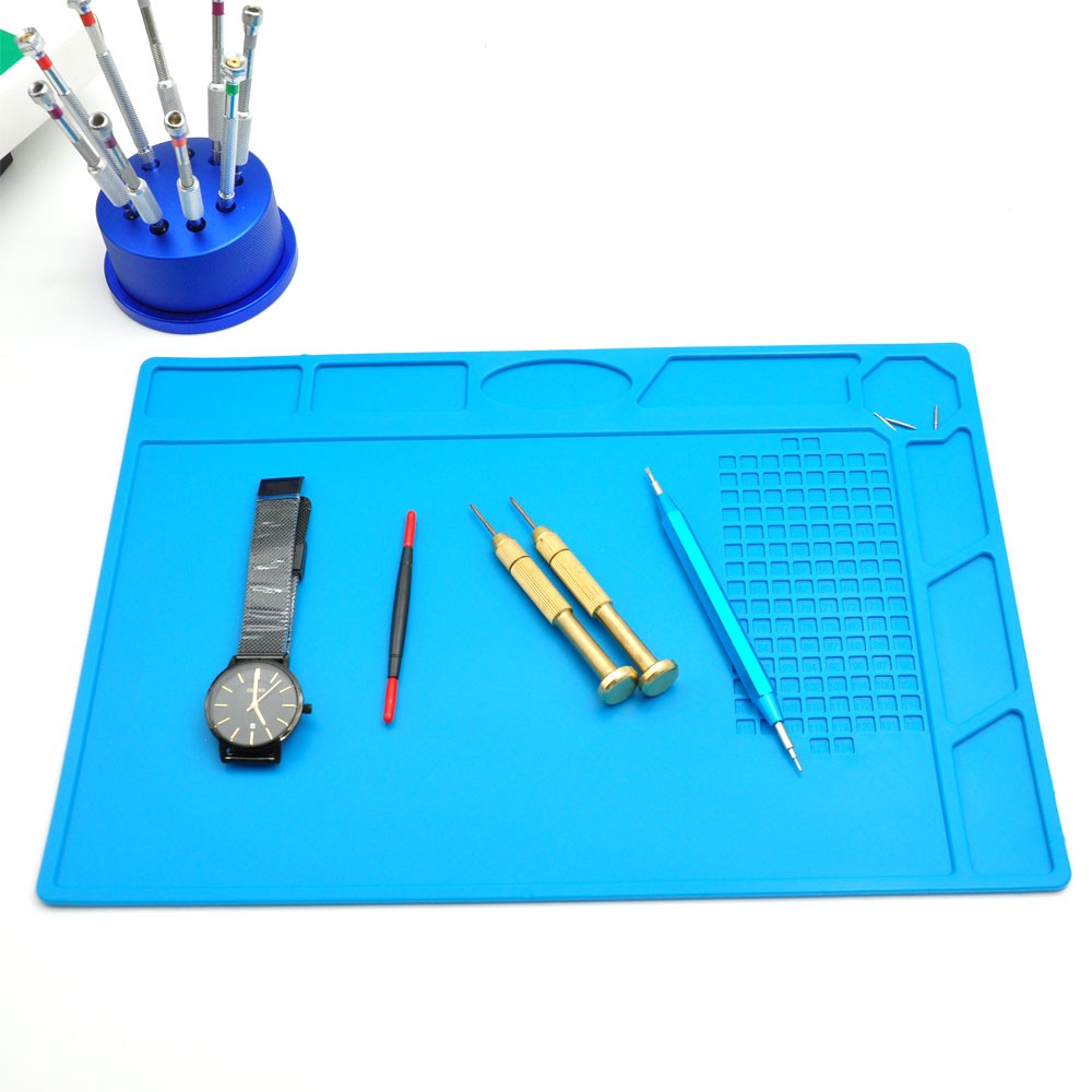 High quality blue silicone watch repair pad soft non-slip repair mat 32*24cm watchmaking pad tools