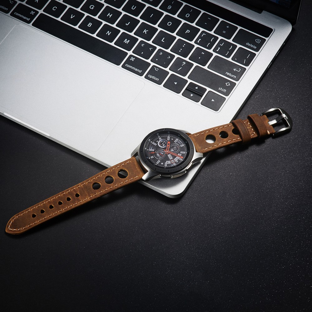 Soft Leather Watch Strap with Buckle, Antique Brown, Breathable, Cowhide, Three Holes, 20mm 22mm